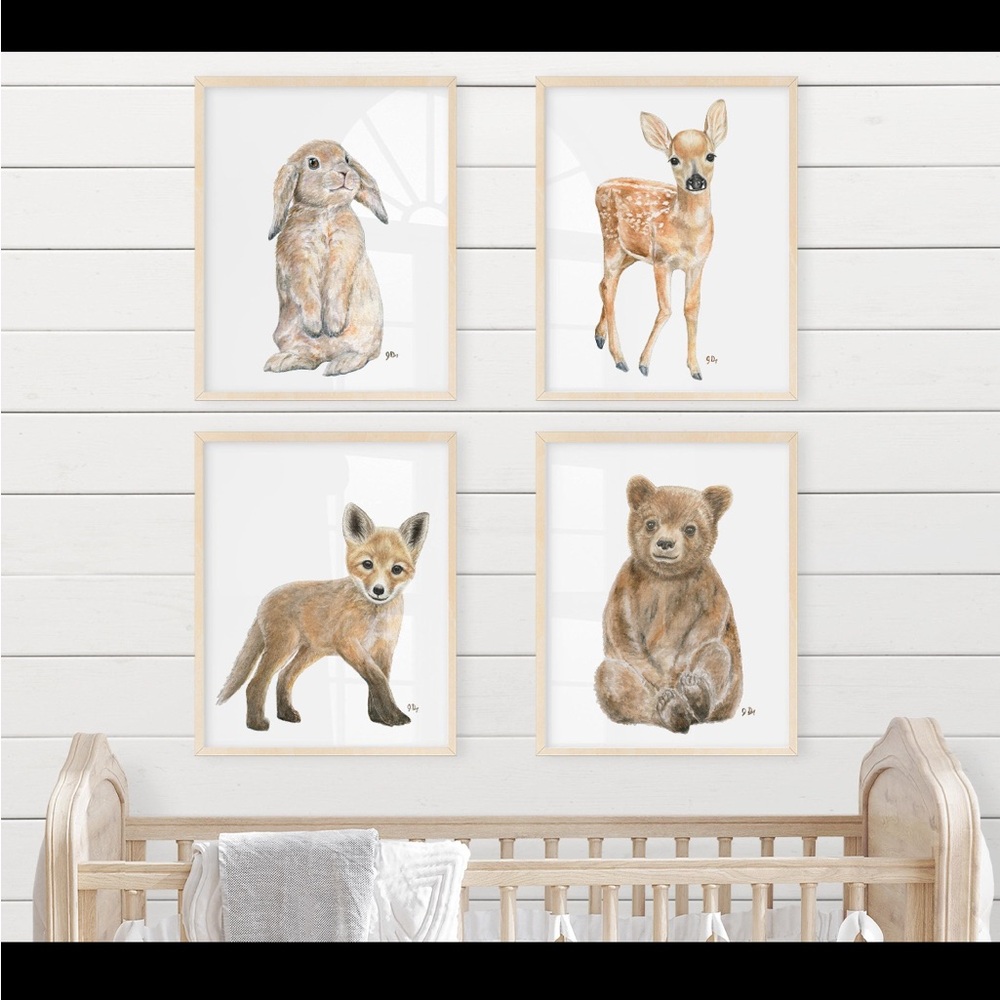 Woodland Animal Nursery Wall Art Set